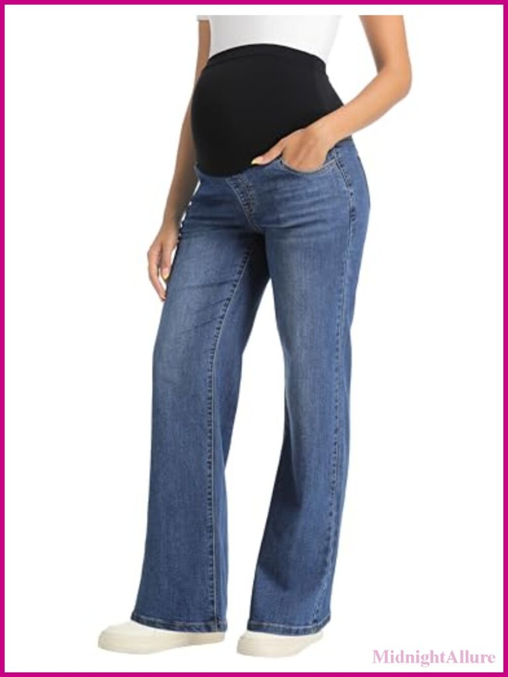 Maternity Jeans Straight Leg Stretch Denim Over Belly Pregnancy Pants